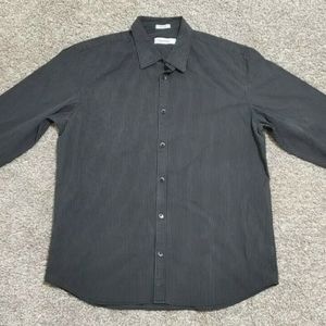 Men's Calvin Klein Long Sleeve Button Front Shirt Size L Black White Striped